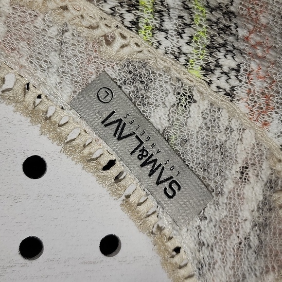 Sam & Lavi Size Large Mini Dress Lightweight Fridge Detail Multi-colored Stripes - Picture 4 of 6